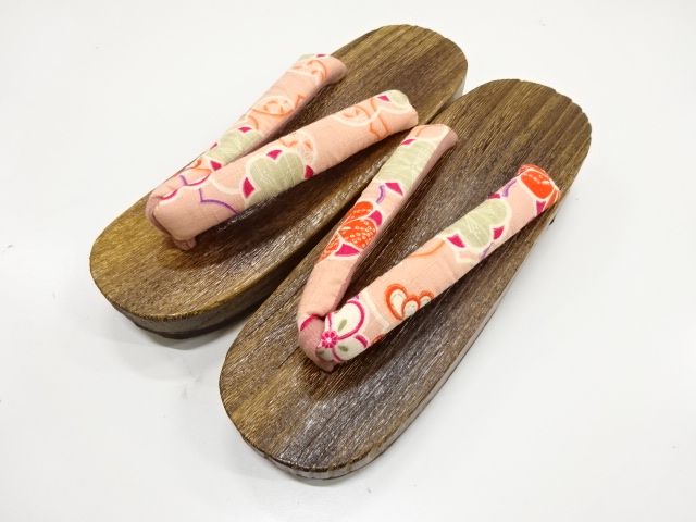 JAPANESE KIMONO / UNUSED PAULOWNIA GETA (24.0 cm) / FLOWERS